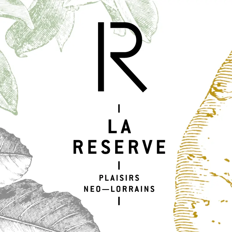 La Réserve restaurant logo with botanical leaf illustrations and tagline "Plaisirs Néo-Lorrains" in Nancy, France.