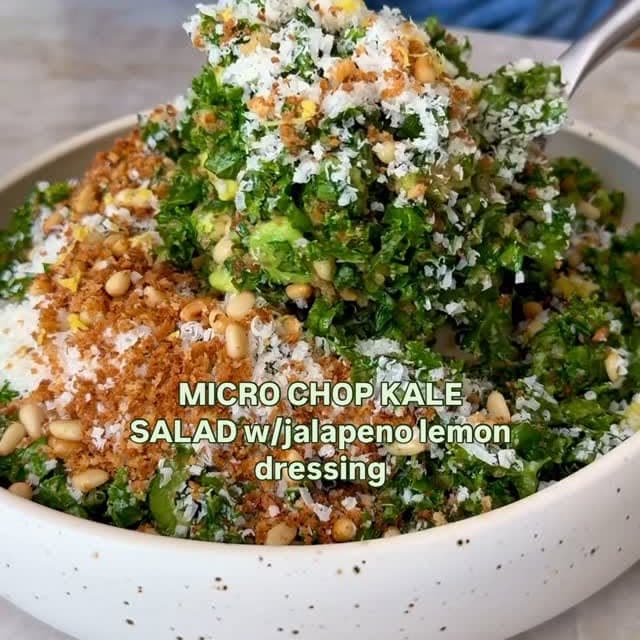 Micro Chop Kale Salad with Jalapeno-Lemon Dressing