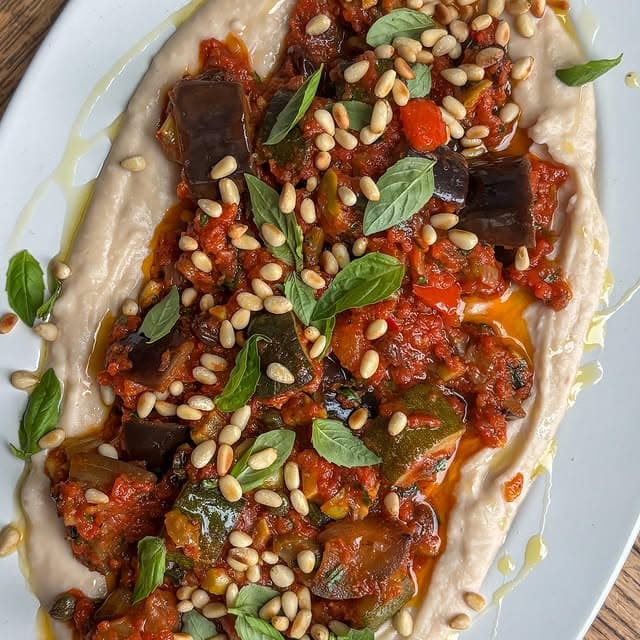 Smashed Beans with Caponata